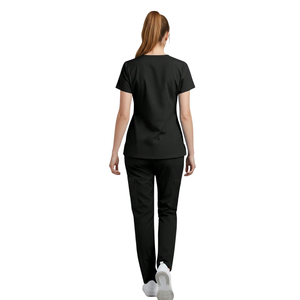 Tenue médicale pour femmes, tricotée en polyester/coton, haut à manches courtes et col en V, pantalon cargo, uniforme d'infirmière, usage hospitalier - Product Image 2