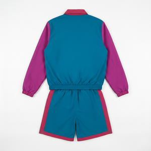 Conjunto Deportivo Unisex Marca ADR con Bloques de Color, Chaqueta con Cierre Frontal y Pantalones Cortos de Poliéster Transpirable, Estilo Deportivo, para Primavera - Product Image 4