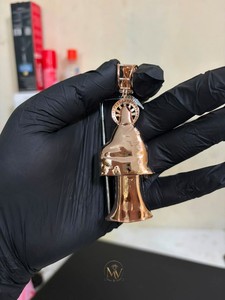 Colgante de Santa Muerte con diseño de calavera del Grim Reaper, Moissanita VVS, Plata de ley 925, Chapado en oro de 14K, Certificado GRA, Lujo Hip - Product Image 2