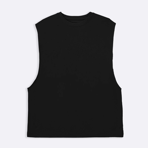 <b>Men</b> Plain <b>Black</b> <b>Tank</b> <b>Top</b> Sleeveless Gym Vest Breathable Cotton Polyester Athletic OEM Wholesale - Product Image 4