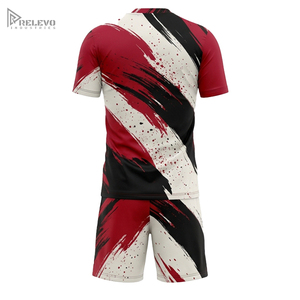 Ensemble d'uniformes de football personnalisés par sublimation, motif grunge effet pinceau, maillot et short de football pour hommes, séchage rapide, respirant, pour équipe - Product Image 3