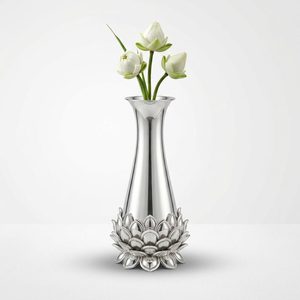 Vase en laiton fait main en forme de pétale de lotus, 22 cm, poli miroir, centre de table pour la maison/l'hôtel/mariage - Product Image 1
