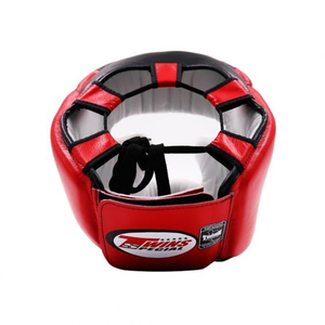 Comfortable Professional Premium Quality Red Twin Full Face Boxing Head Guard Cheek Bar Breathable Adjustable Design - Product Image 5