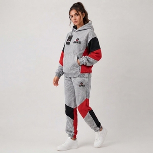 Ensemble de survêtement décontracté pour femme, effet délavé, sweat-shirt et pantalon assortis, tissu doux et respirant, idéal pour le sport et les voyages - Product Image 4