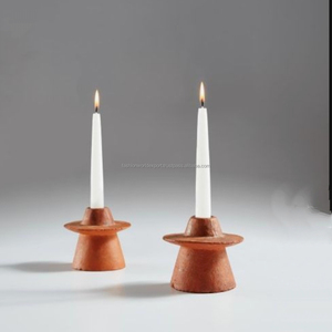 ชุดเชิงเทียน3ชิ้นสูงเชิงเทียนดินเผาแบบทรีโอทำด้วยมือเชิงเทียนรูปทรงเรียวสำหรับตกแต่งช่างฝีมือดิน - Product Image 5