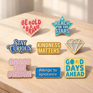 Pins <span class=keywords><strong>de</strong></span> Esmalte con Letras Personalizadas, Broches <span class=keywords><strong>de</strong></span> Solapa <span class=keywords><strong>de</strong></span> Metal con Tipografía Divertida, Estilo Retro, Citas <span class=keywords><strong>de</strong></span> los 90, 'Kid Good Vibes', para Chaquetas Vaqueras - Product Image 2