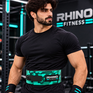 Rhino Fitness Camouflage Teal Neoprene Professional Protection Wrap-around Adjustable Weightlifting Belt with <b>Waist</b> Support - Product Image 2