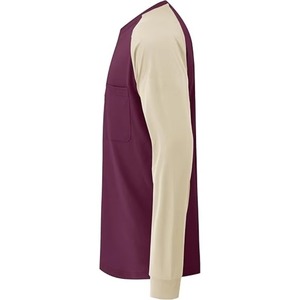 Chemise Henley à manches longues pour homme, violette et respirante, avec poche poitrine, en coton, décontractée, pour l'été - Product Image 4