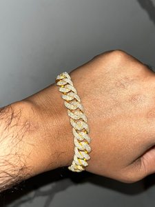 Bracelet cubain serti de diamants ronds en moissanite, plaqué or, en argent sterling 925, bijoux fins, cadeau de fête pour amis, unisexe - Product Image 6