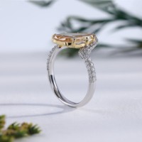 Bague de mariage vintage en or blanc avec diamant de laboratoire personnalisé en forme de goutte, pavé de cristaux et halo, coupe rose, cadeau pour elle