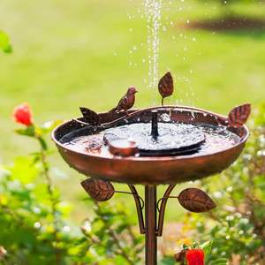 Bain d'oiseaux cascade rectangulaire en fer rustique vintage avec piquet pour la décoration extérieure de jardin, de cour et de terrasse - Product Image 5