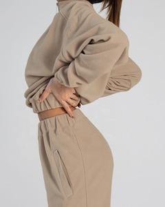 Conjunto deportivo de 2 piezas para mujer, pantalones de chándal y sudadera con capucha, traje de jogging para invierno, entrenamiento en el gimnasio, conjunto de chándal de algodón para mujer. - Product Image 5
