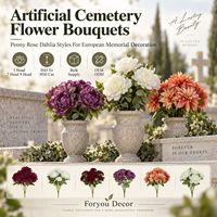 Bunga Peony Artifisial Grosir untuk Makam, Vas Bunga Peringatan, Buket untuk Hari Semua Orang Kudus Eropa bagi Importir Ritel