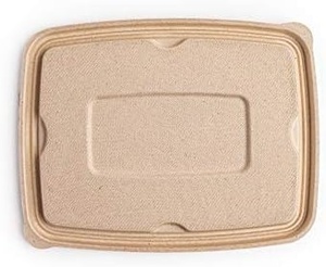 New Compostable Bagasse Food Tray Disposable <b>Container</b> 650ml Lid Party Use Anti Leak Rectangle for Hotel Restaurant Uses Boxes - Product Image 3