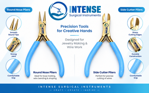 Professional 2 Piece Jewelry Making <b>Pliers</b> <b>Set</b> Round Nose <b>Plier</b> Side Cutter <b>Plier</b> Blue Handle Precision Hand Tools For Wire - Product Image 3