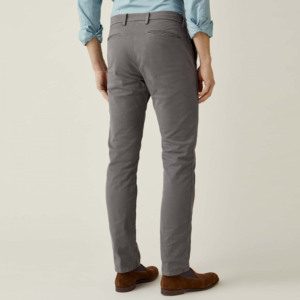 Men's Gray Straight Fit Polyester Spandex <b>Trousers</b> Mid Waist Button Fly Flat Front Smart Casual Breathable Lightweight <b>Summer</b> - Product Image 3