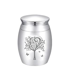 Urna de recuerdo de árbol de la vida de plata para cenizas Urna de metal para cenizas humanas Urnas de entierro de lujo para cenizas humanas adultas Tamaño personalizado - Product Image 1