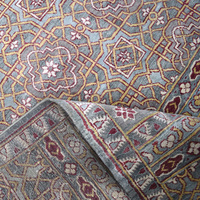 Handgeknüpfter Wollteppich Salbeigrün und Rostfarben Mehrfarbiges Geometrisches Muster Luxus Wohnzimmerteppich Waschbar Orientalisch