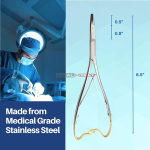 Porte-aiguille Mathieu avec ciseaux intégrés, pinces et aiguille à ciseaux, lames coupantes, 6,5 pouces, instrument chirurgical - Product Image 4