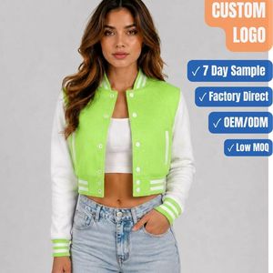 Veste Courte à Col Côtelé pour Femme, Logo Personnalisé, Fermeture à Boutons Pression, Mélange Laine Polaire, Fournisseur OEM en Gros à Faible MOQ - Product Image 1