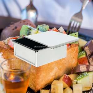 ATLAS STAR Food Grade Non-stick Aluminum 110g Square Loaf <b>Pan</b> with <b>Lid</b> Black for Cafe Shop Bakery - Product Image 2