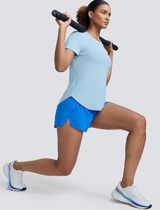 Camiseta Deportiva Ligera sin Costuras para Mujer, Camiseta Deportiva de Manga Corta para Gimnasio, Correr, Atletismo, con Aberturas Laterales - Product Image 5