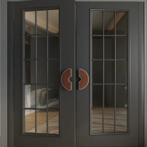 Modern Aluminium Wood Curved <b>Door</b> Handle Set Silk Black Dark Wooden Cabinet Pulls Pair <b>Glass</b> <b>Door</b> Hardware 200mm 300mm - Product Image 1