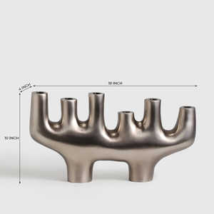 6 Arm <b>Black</b> Nickel Aluminum Tabletop Candle Holder In Customize For Home Wedding Decoration Eco Friendly Durable Candle Stand - Product Image 3
