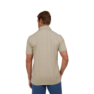 Chemise décontractée pour homme en coton 100% beige à manches courtes, tricotée, coupe classique, respirante, séchage rapide, couleur unie - Product Image 1