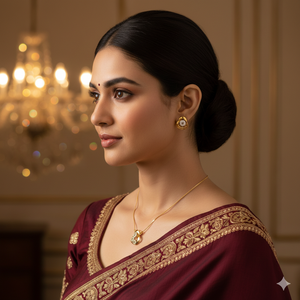 Conjunto de Collar y Pendientes de Oro Amarillo de 22K con Sello BIS - Joyería de Diamantes con Mariposa Hecha a Mano AU916 - Product Image 1