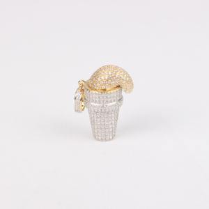 Pendentif unisexe en argent sterling 925, style hip-hop, micro-pavé, diamants simulés VVS, entièrement serti de moissanite, bijoux personnalisés en forme de crème glacée - Product Image 5