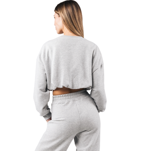 Sudadera Corta de Cuello Redondo para Mujer, Felpa Suave Heather Cloud, Manga Larga, Informal, Deportiva, para el Día a Día - Product Image 5