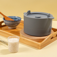 Cuiseur à riz et cuiseur vapeur en silicone de qualité alimentaire Calopig, faible teneur en glucides, compatible micro-ondes, capacité de 1,6 L, cuisson rapide, nettoyage facile, conception à 2 niveaux