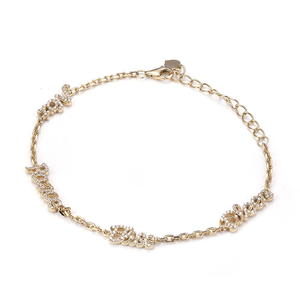Custom Personalized Name Bracelet 14K Solid Gold HPHT Lab Grown Diamond E-VVS Letter Nameplate Chain Link Bracelet for Friends - Product Image 2