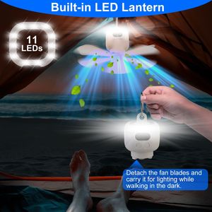 Lanterna LED Portatile 2-in-1 e Ventilatore da Tenda, Alimentato a Batteria 8000mAh, 4 Velocità e 4 Timer, Display Digitale, Moschettone per Campeggio - Product Image 5