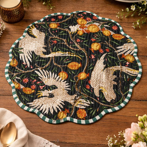 Tapete Reversible Acolchado de Algodón con Estampado de Aves, Moderno, Personalizable, Lavable a Máquina, Multiforma: Cuadrado/Ovalado/Redondo - Product Image 1