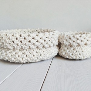 Minimal Macrame Storage <b>Basket</b> Set Ideal For Home Organizer Bathroom Kitchen And Living Room Decorative Storage Solution - Product Image 5