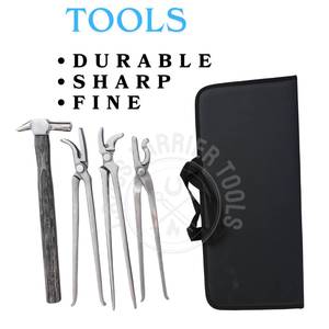 Kit d'outils professionnels pour ferrage de chevaux avec pince à crins courbée, pince à crins alligator, marteau de ferrage et ensemble de pinces à crins standard - Product Image 4