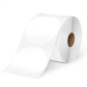 Etiquetas adhesivas térmicas clásicas blancas, pegatinas circulares redondas de 2 pulgadas, papel adhesivo multiusos