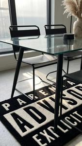 Alfombra Decorativa Moderna de Lana Tufted a Mano con Diseño Geométrico Antideslizante, Estilo Etiqueta Blanca y Negra Única para Decoración del Hogar - Product Image 5