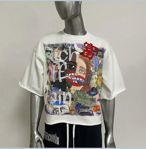 T-shirt unisexe surdimensionné à imprimé graphique, streetwear, coton épais, épaules tombantes, tee-shirt tendance, impression personnalisée - Product Image 6