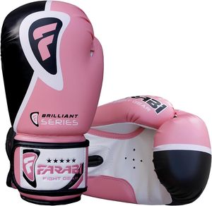 Gants de boxe Farabi Sports Brilliant Series en cuir PU et mousse pour adultes - Entraînement MMA Muay Thai (unisexe 8oz-16oz rose) - Product Image 3