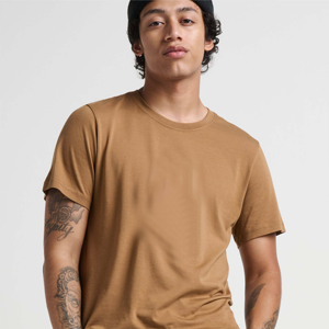 เสื้อยืดคอกลมแขนสั้นสีน้ำตาลสำหรับผู้ชายทรงปกติ ผ้าถักเนื้อผ้าฝ้ายสีพื้น รุ่นลำลอง ปี 2026 มีจำหน่ายแล้วในราคาประหยัด - Product Image 2