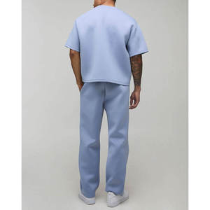 Conjunto de Dos Piezas de Algodón Grueso para Hombre, Estilo Urbano, Camiseta Casual Premium y Pantalones de Pierna Recta, Talla Grande - Product Image 2