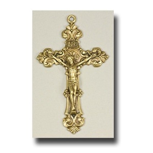 Croix de mur en laiton traditionnelle, ornement religieux chrétien décoratif pour chapelle, cathédrale et salle de prière - Product Image 1