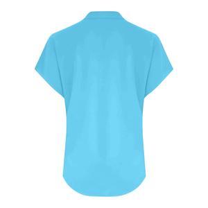 เสื้อยืดผู้หญิงไซส์ใหญ่ ผ้าไม่ยับ ไม่เป็นขุย น้ำหนัก 200 กรัม คอกลม ติดกระดุมด้านหน้า แขนสั้น ผ้าถักผสมคอตตอนและสแปนเด็กซ์ สวมใส่สบาย - Product Image 2