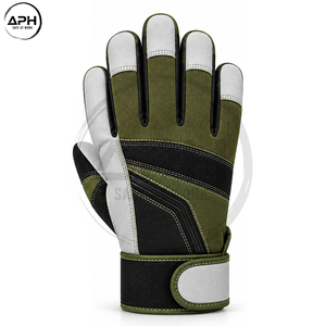 Gants d'assemblage de qualité supérieure, dernière tendance, avec construction multi-panneaux, paume texturée et sangle de poignet réglable, vert olive - Product Image 4