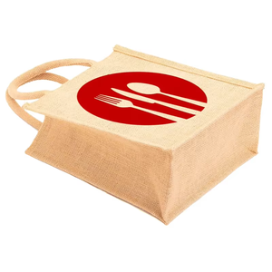 Eco Friendly Jute Style Handled Tiffin Grocery Carry <b>Bag</b> Medium Size <b>Waterproof</b> Custom Printed Design Daily Use Shopping <b>Bag</b> - Product Image 1
