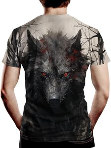 Camiseta de Hombre con Estampado de Lobo, Manga Corta, Cuello Redondo, Corte Holgado, Impresión HD, Transpirable, Tejido Casual, 100% Algodón, Estilo Urbano - Product Image 5