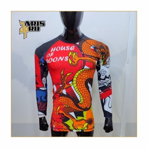 เสื้อรัดกล้ามเนื้อแบบซับลิเมชั่นสำหรับ MMA BJJ ผลิตตามสั่ง (OEM) แขนยาว - Product Image 1